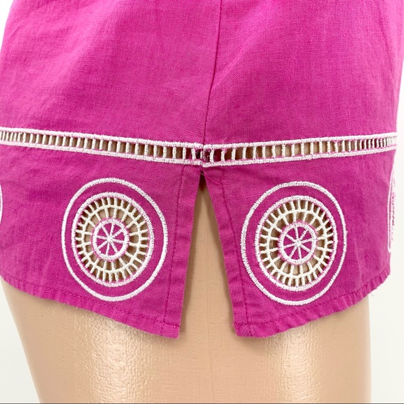 Lilly Pulitzer Linen Blend Pink Embroidered Tunic Top - Picture 7 of 10